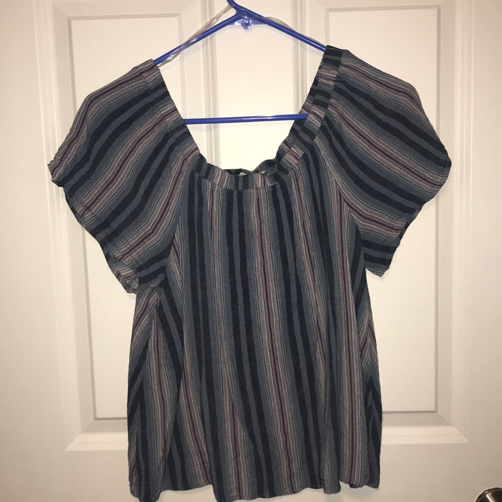 off the shoulder striped